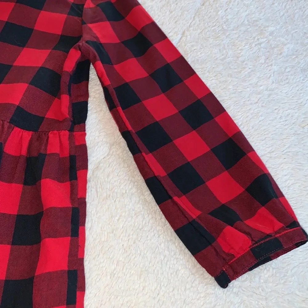 Gap Girl’s Buffalo Plaid Dress 5 Red & Black EUC